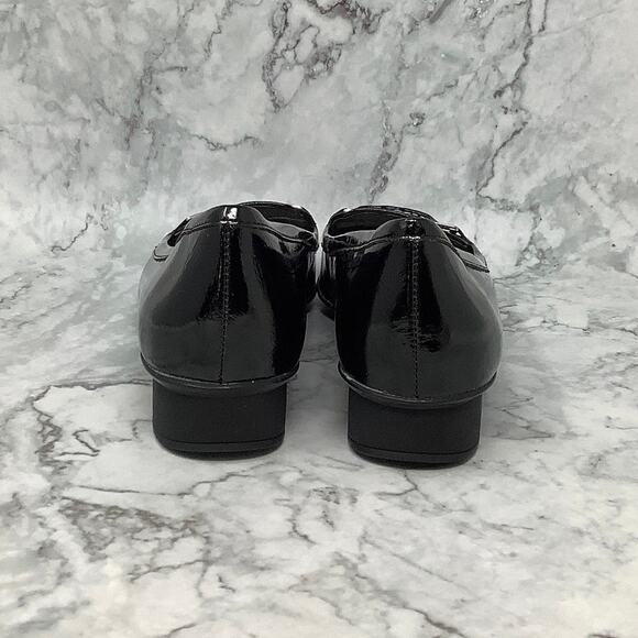 Liz Claiborne Size 8M Black Dominique Wedge Loafers Leather Square Toe OS11-5 - Picture 4 of 7